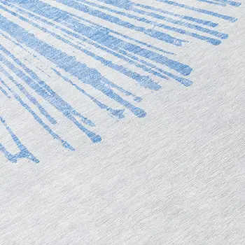 8' Denim Blue And Ivory Round Abstract Washable Indoor Outdoor Area Rug