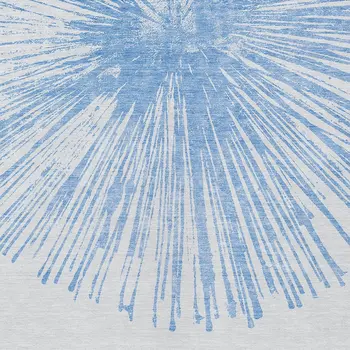 9' X 12' Denim Blue And Ivory Abstract Washable Indoor Outdoor Area Rug