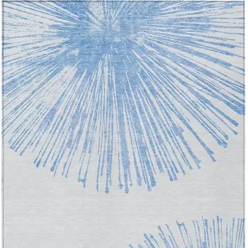 9' X 12' Denim Blue And Ivory Abstract Washable Indoor Outdoor Area Rug