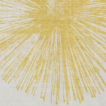 5' X 8' Gold And Ivory Abstract Washable Indoor Outdoor Area Rug