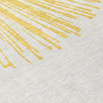 8' X 10' Gold And Ivory Abstract Washable Indoor Outdoor Area Rug