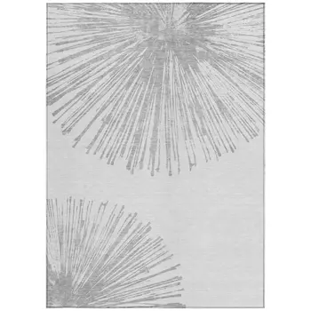 3' X 5' Gray And Ivory Abstract Washable Indoor Outdoor Area Rug