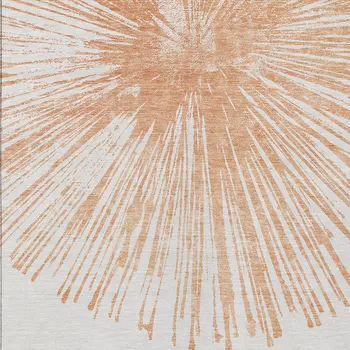 8' X 10' Salmon And Ivory Abstract Washable Indoor Outdoor Area Rug