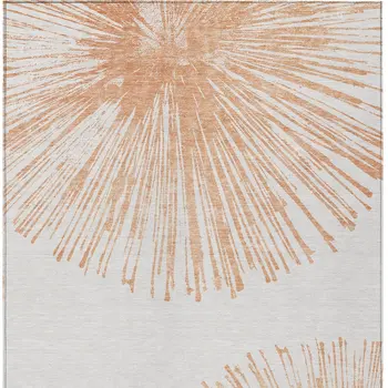 8' X 10' Salmon And Ivory Abstract Washable Indoor Outdoor Area Rug