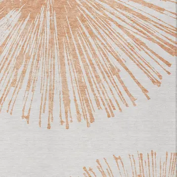 9' X 12' Salmon And Ivory Abstract Washable Indoor Outdoor Area Rug