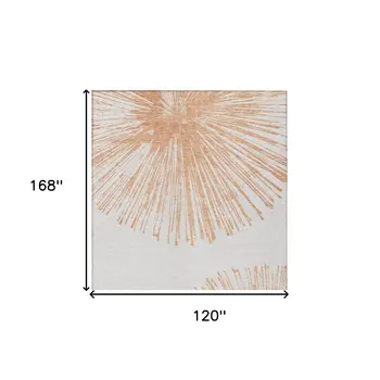 10' X 14' Salmon And Ivory Abstract Washable Indoor Outdoor Area Rug