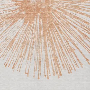 10' X 14' Salmon And Ivory Abstract Washable Indoor Outdoor Area Rug