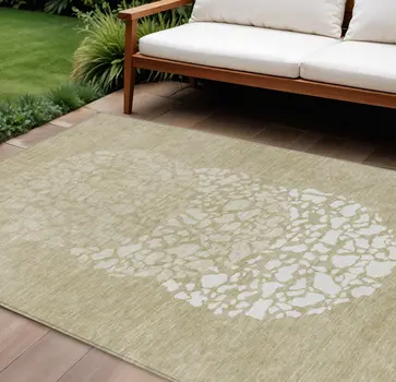 8' X 10' Beige Tan And Taupe Abstract Washable Indoor Outdoor Area Rug
