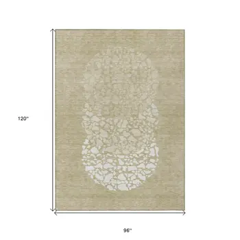 8' X 10' Beige Tan And Taupe Abstract Washable Indoor Outdoor Area Rug