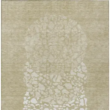 9' X 12' Beige Tan And Taupe Abstract Washable Indoor Outdoor Area Rug