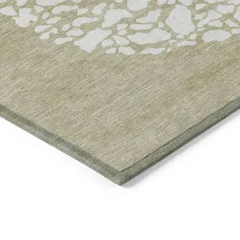 9' X 12' Beige Tan And Taupe Abstract Washable Indoor Outdoor Area Rug