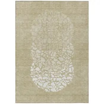 10' X 14' Beige Tan And Taupe Abstract Washable Indoor Outdoor Area Rug