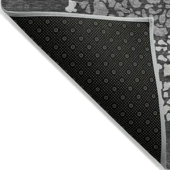 3' X 5' Charcoal Gray And Silver Abstract Washable Indoor Outdoor Area Rug
