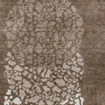 3' X 5' Chocolate And Taupe Abstract Washable Indoor Outdoor Area Rug