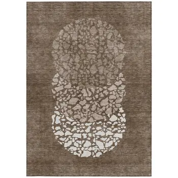 5' X 8' Chocolate And Taupe Abstract Washable Indoor Outdoor Area Rug