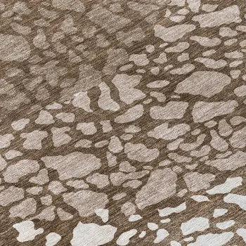 8' Chocolate And Taupe Round Abstract Washable Indoor Outdoor Area Rug