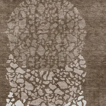 8' X 10' Chocolate And Taupe Abstract Washable Indoor Outdoor Area Rug