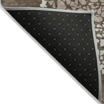 10' X 14' Chocolate And Taupe Abstract Washable Indoor Outdoor Area Rug