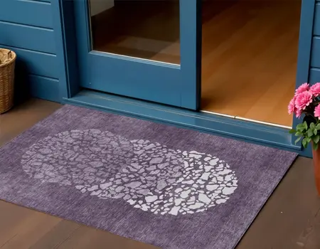 3' X 5' Eggplant Purple And Lilac Abstract Washable Indoor Outdoor Area Rug
