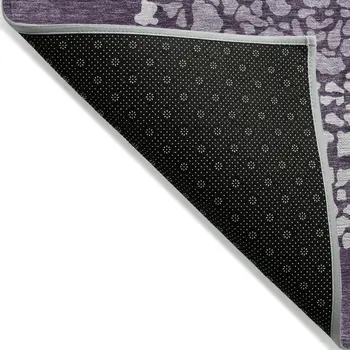 3' X 5' Eggplant Purple And Lilac Abstract Washable Indoor Outdoor Area Rug