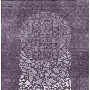5' X 8' Eggplant Purple And Lilac Abstract Washable Indoor Outdoor Area Rug