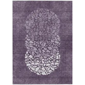 5' X 8' Eggplant Purple And Lilac Abstract Washable Indoor Outdoor Area Rug