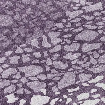 8' Eggplant Purple And Lilac Round Abstract Washable Indoor Outdoor Area Rug