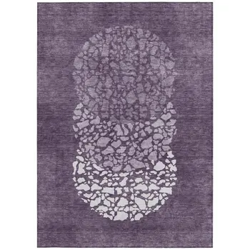 9' X 12' Eggplant Purple And Lilac Abstract Washable Indoor Outdoor Area Rug