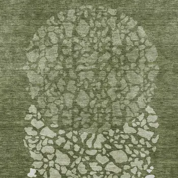 8' X 10' Olive Green And Artichoke Green Abstract Washable Indoor Outdoor Area Rug