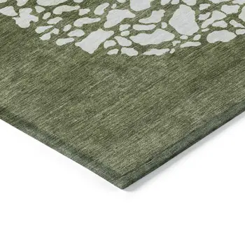8' X 10' Olive Green And Artichoke Green Abstract Washable Indoor Outdoor Area Rug