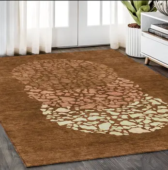 5' X 8' Orange Terra Cotta And Ivory Abstract Washable Indoor Outdoor Area Rug