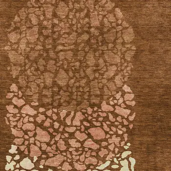 5' X 8' Orange Terra Cotta And Ivory Abstract Washable Indoor Outdoor Area Rug