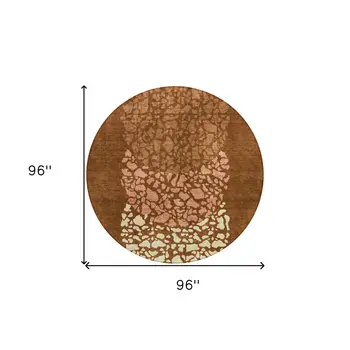 8' Orange Terra Cotta And Ivory Round Abstract Washable Indoor Outdoor Area Rug