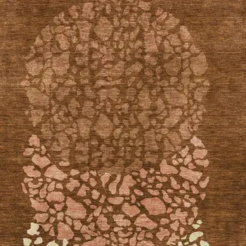 8' X 10' Orange Terra Cotta And Ivory Abstract Washable Indoor Outdoor Area Rug