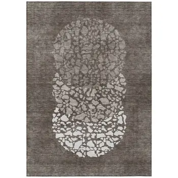 5' X 8' Taupe Brown And Ivory Abstract Washable Indoor Outdoor Area Rug