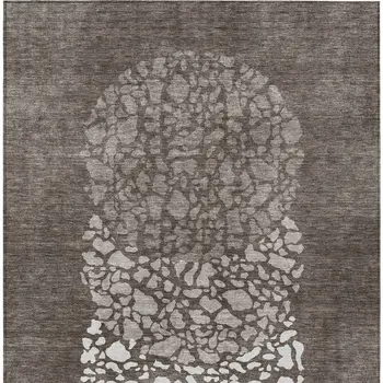 10' X 14' Taupe Brown And Ivory Abstract Washable Indoor Outdoor Area Rug