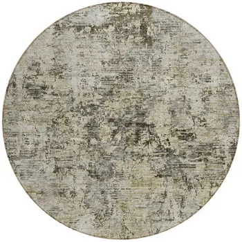 8' Taupe Beige And Gray Round Abstract Washable Indoor Outdoor Area Rug