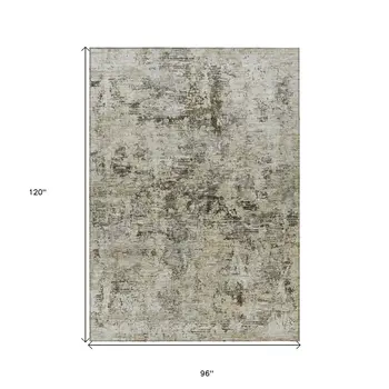 8' X 10' Taupe Beige And Gray Abstract Washable Indoor Outdoor Area Rug