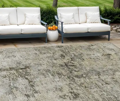 8' X 10' Taupe Beige And Gray Abstract Washable Indoor Outdoor Area Rug