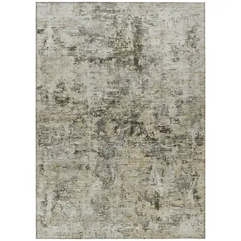 8' X 10' Taupe Beige And Gray Abstract Washable Indoor Outdoor Area Rug