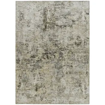 10' X 14' Taupe Beige And Gray Abstract Washable Indoor Outdoor Area Rug