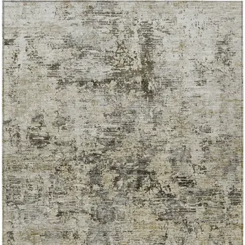 10' X 14' Taupe Beige And Gray Abstract Washable Indoor Outdoor Area Rug