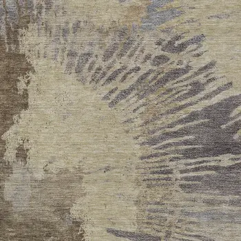 3' X 5' Brown Tan And Beige Abstract Washable Indoor Outdoor Area Rug