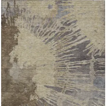 5' X 8' Brown Tan And Beige Abstract Washable Indoor Outdoor Area Rug