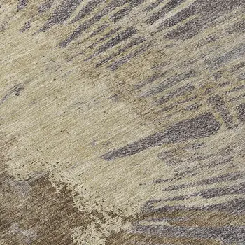 8' Brown Tan And Beige Round Abstract Washable Indoor Outdoor Area Rug