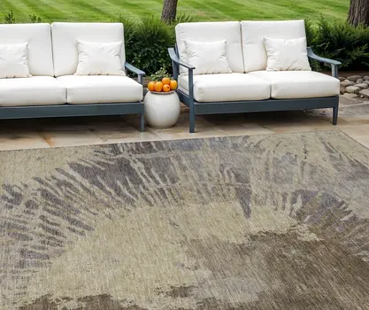 9' X 12' Brown Tan And Beige Abstract Washable Indoor Outdoor Area Rug