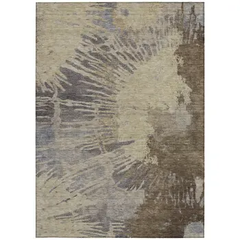 10' X 14' Brown Tan And Beige Abstract Washable Indoor Outdoor Area Rug