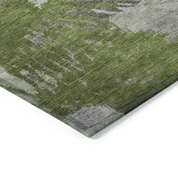 3' X 5' Olive Green Artichoke Green And Fern Green Abstract Washable Indoor Outdoor Area Rug