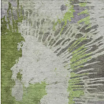 5' X 8' Olive Green Artichoke Green And Fern Green Abstract Washable Indoor Outdoor Area Rug