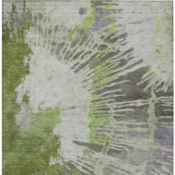 8' X 10' Olive Green Artichoke Green And Fern Green Abstract Washable Indoor Outdoor Area Rug